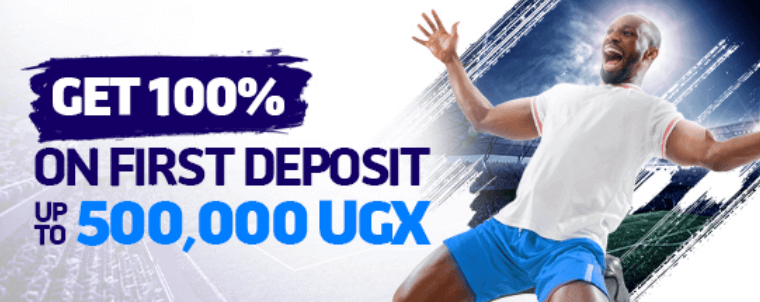 100% bonus on your first deposit, up to a maximum of UGX 500,000