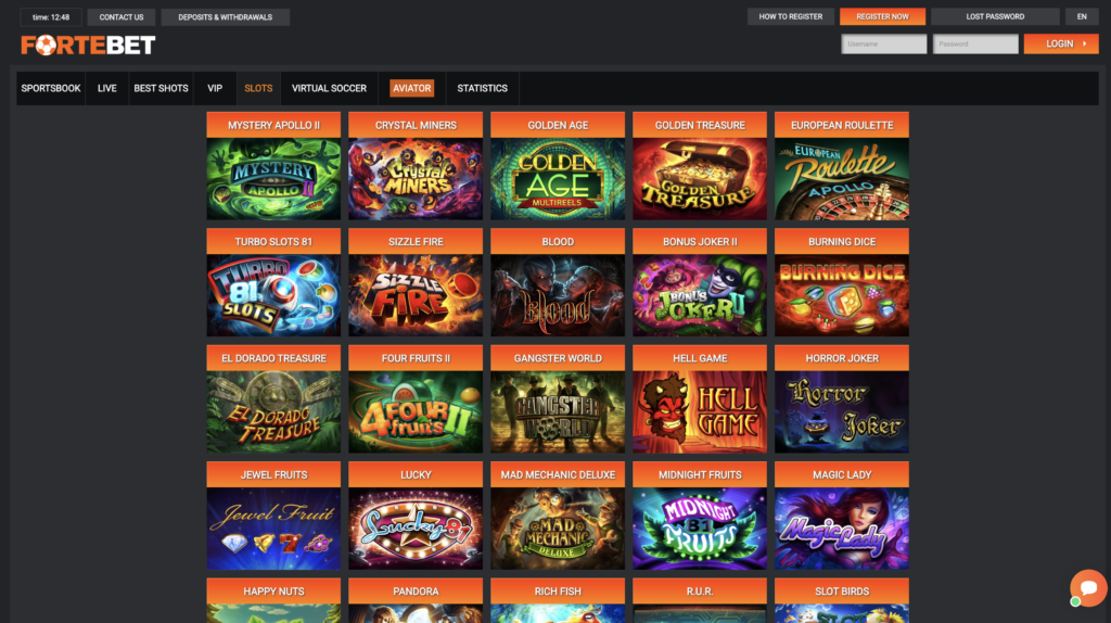 Fortebet casino games