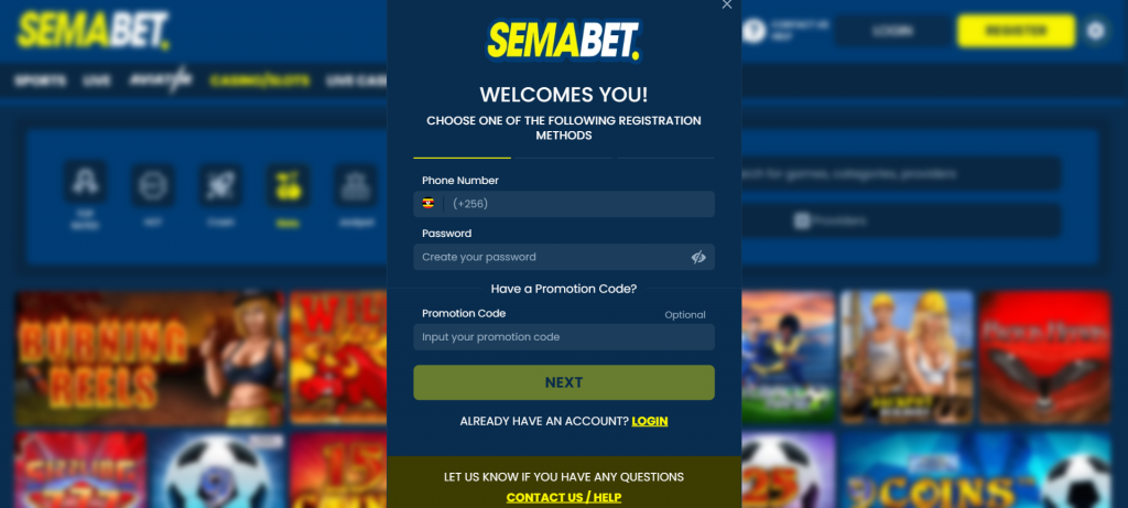 Semabet Registration process